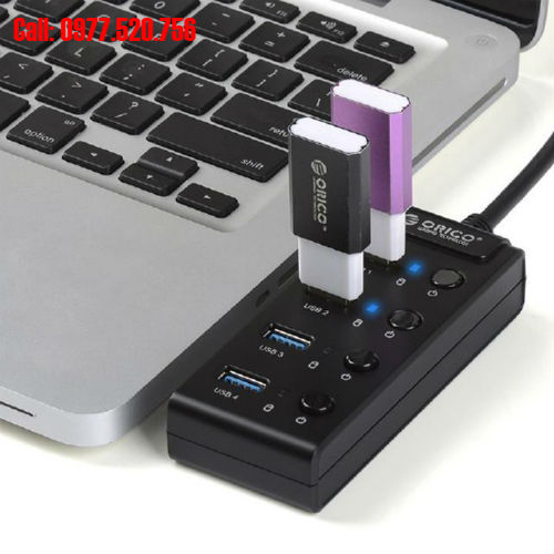 Bộ chia cổng USB 4 Port USB 3.0 ORICO W9PH4 có nút nguồn riêng